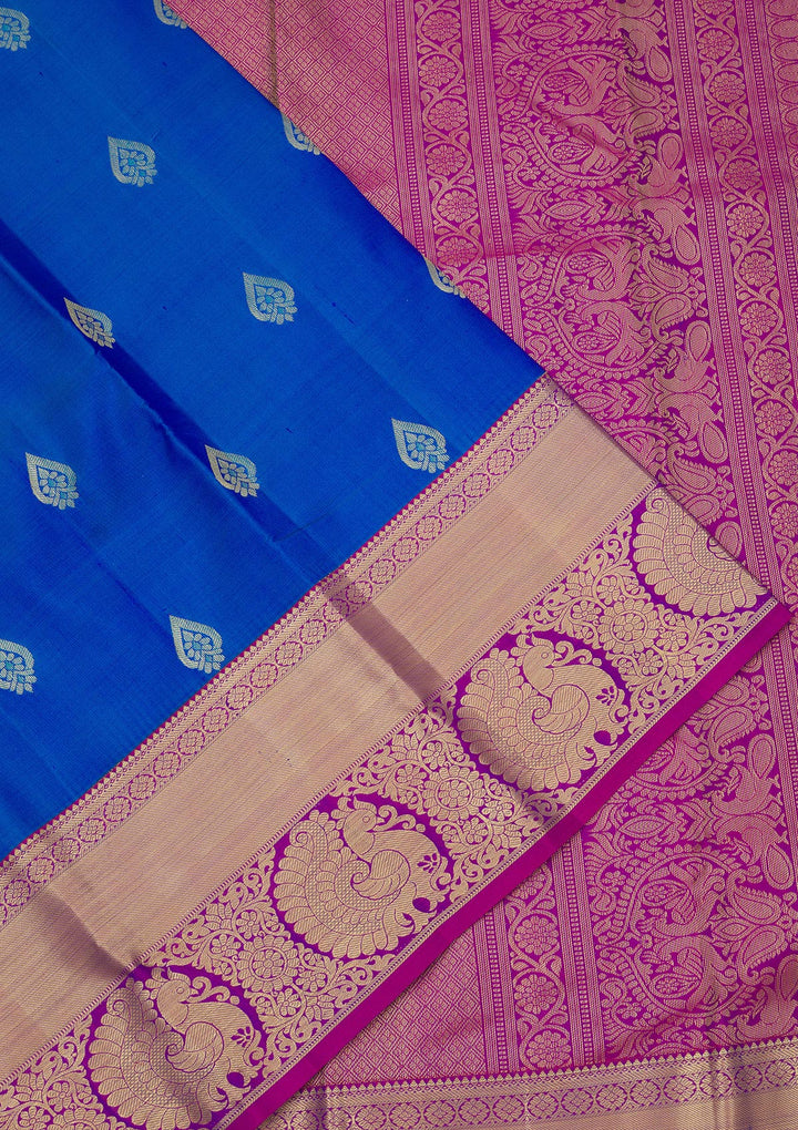 Turquoise Blue Zariwork Pure Silk Saree