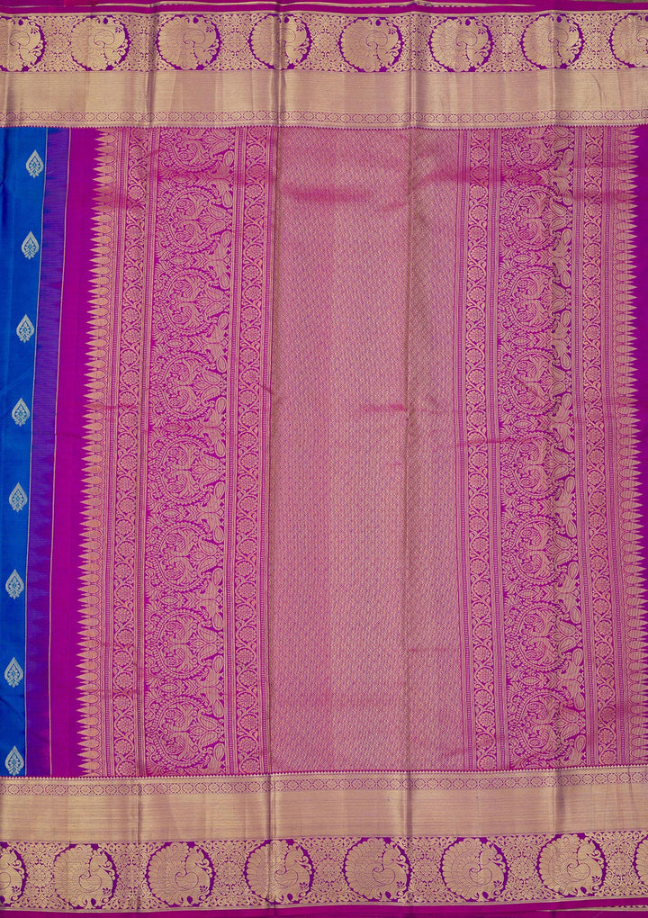 Turquoise Blue Zariwork Pure Silk Saree