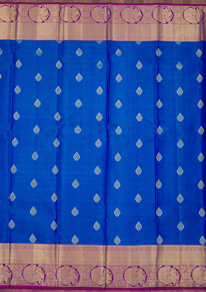 Turquoise Blue Zariwork Pure Silk Saree