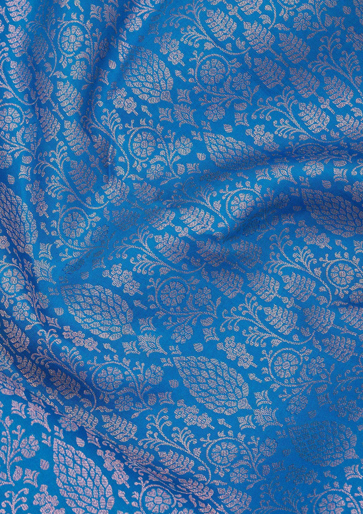 Turquoise Blue Zariwork Pure Silk Saree