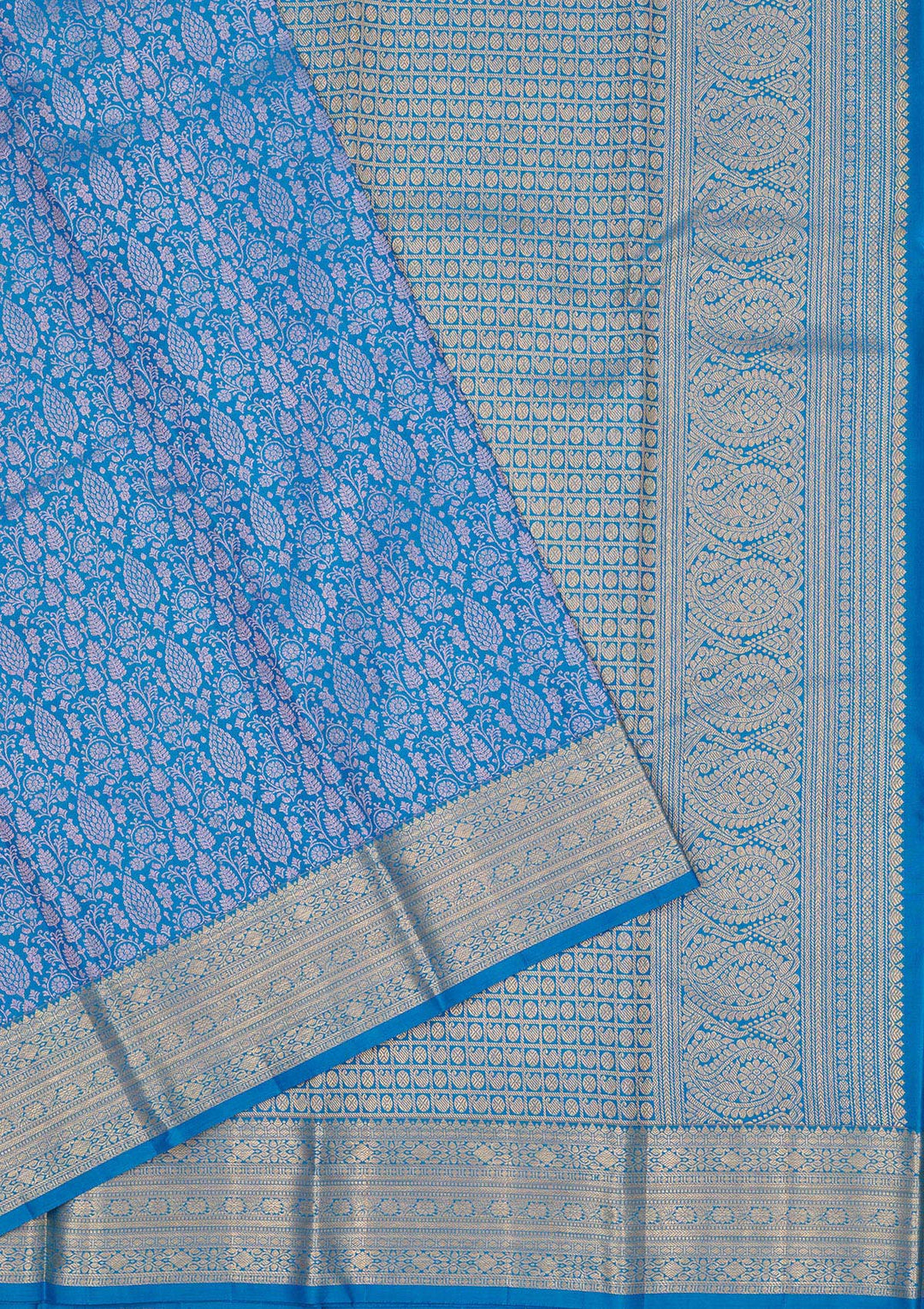 Turquoise Blue Zariwork Pure Silk Saree