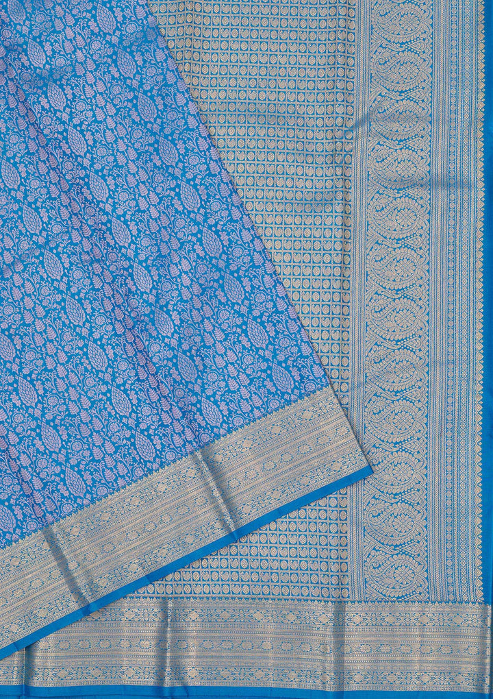 Turquoise Blue Zariwork Pure Silk Saree