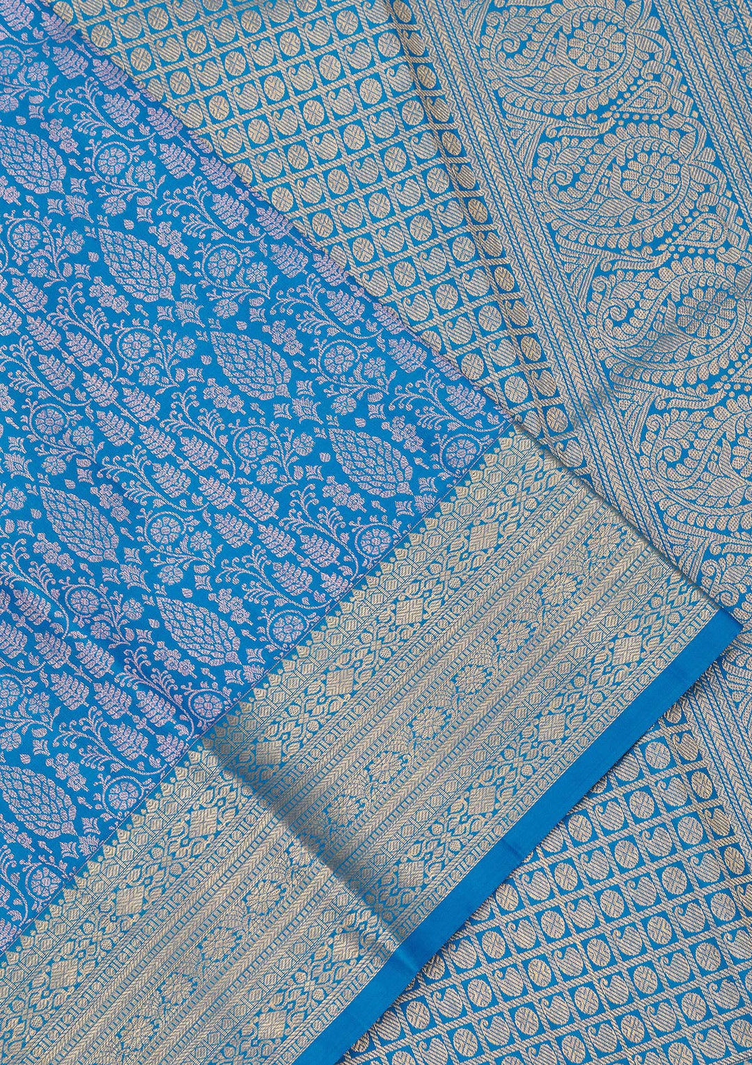 Turquoise Blue Zariwork Pure Silk Saree
