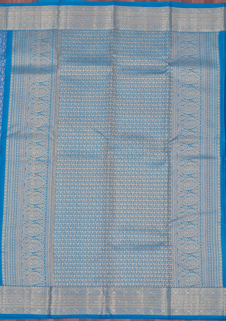 Turquoise Blue Zariwork Pure Silk Saree