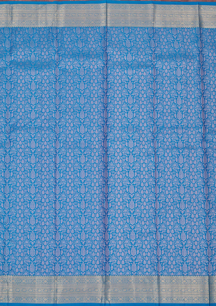 Turquoise Blue Zariwork Pure Silk Saree