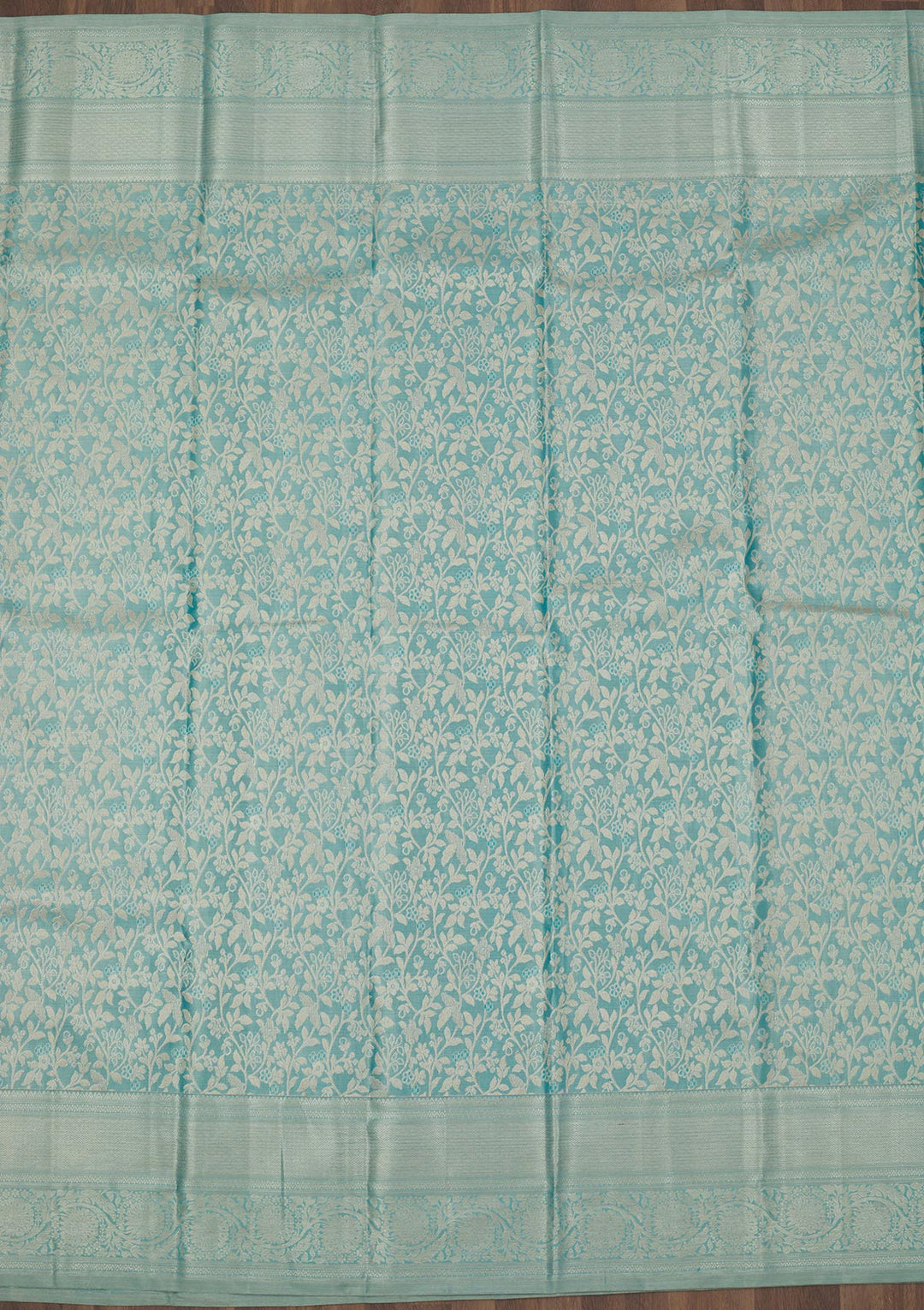 Turquoise Blue Zariwork Pure Silk Saree