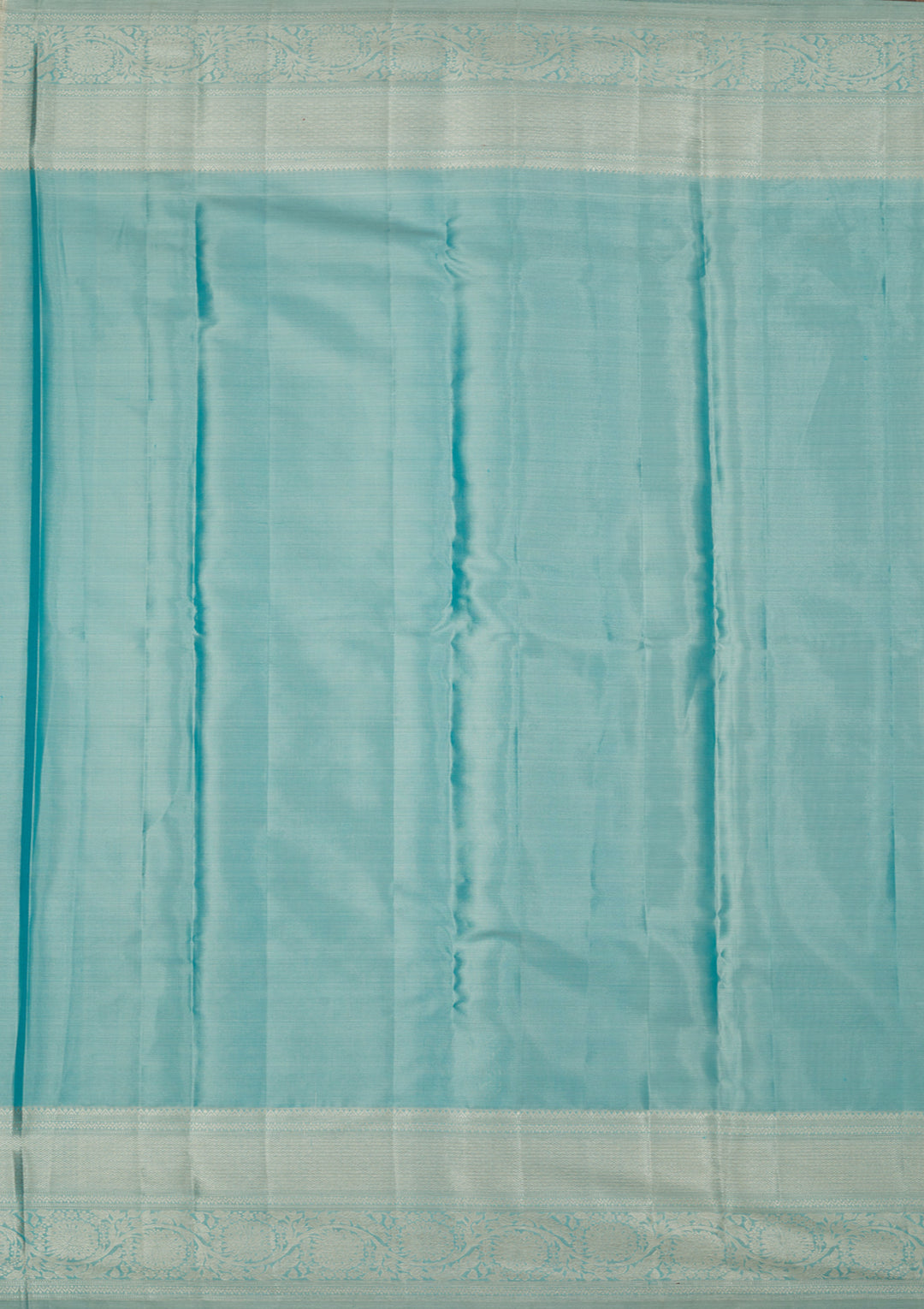Turquoise Blue Zariwork Pure Silk Saree