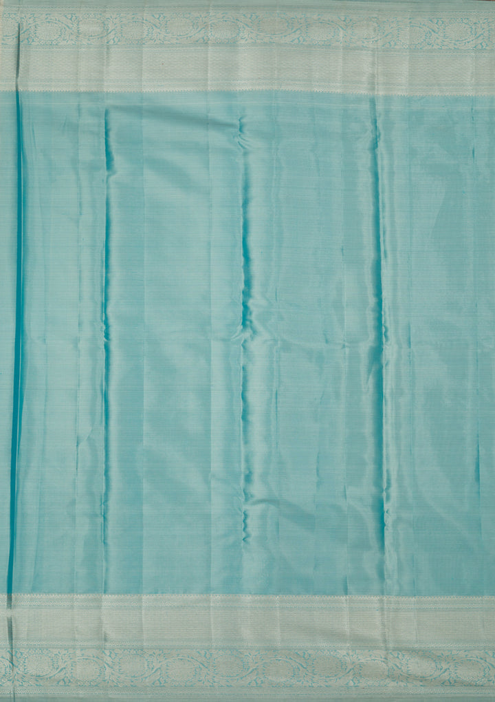 Turquoise Blue Zariwork Pure Silk Saree