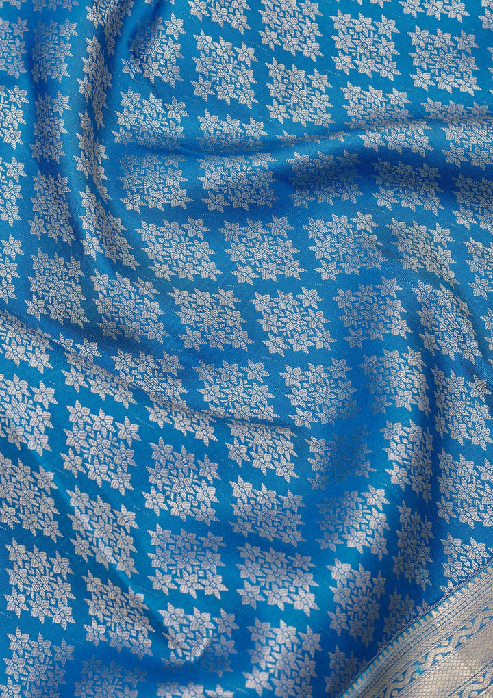Turquoise Blue Zariwork Pure Silk Saree
