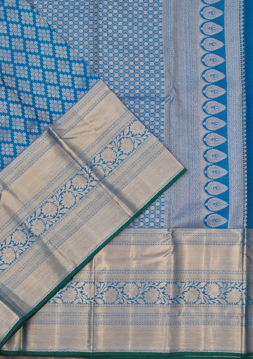 Turquoise Blue Zariwork Pure Silk Saree