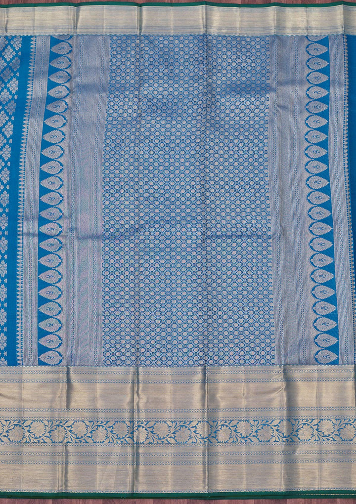 Turquoise Blue Zariwork Pure Silk Saree