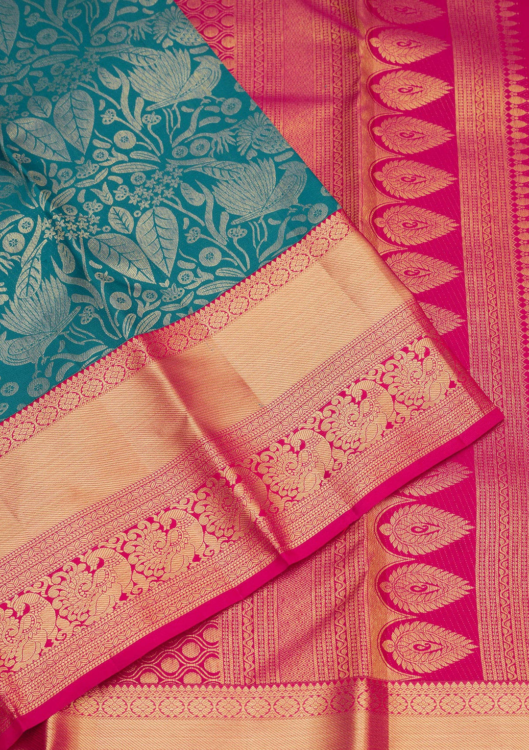 Turquoise Blue Zariwork Pure Silk Saree