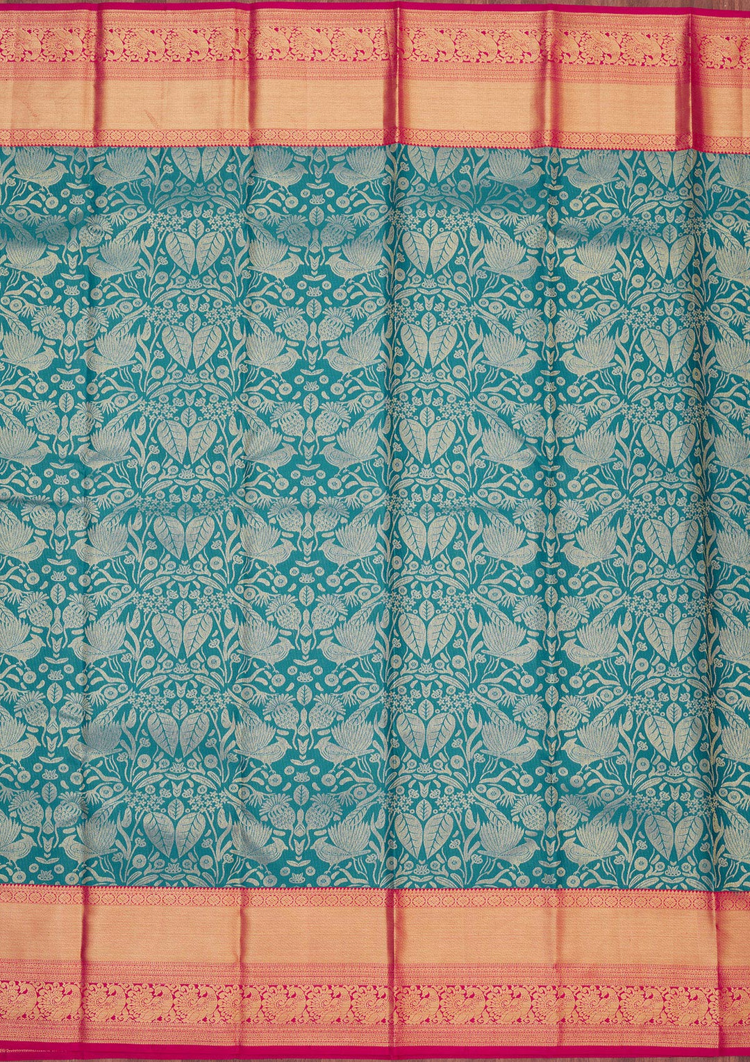 Turquoise Blue Zariwork Pure Silk Saree