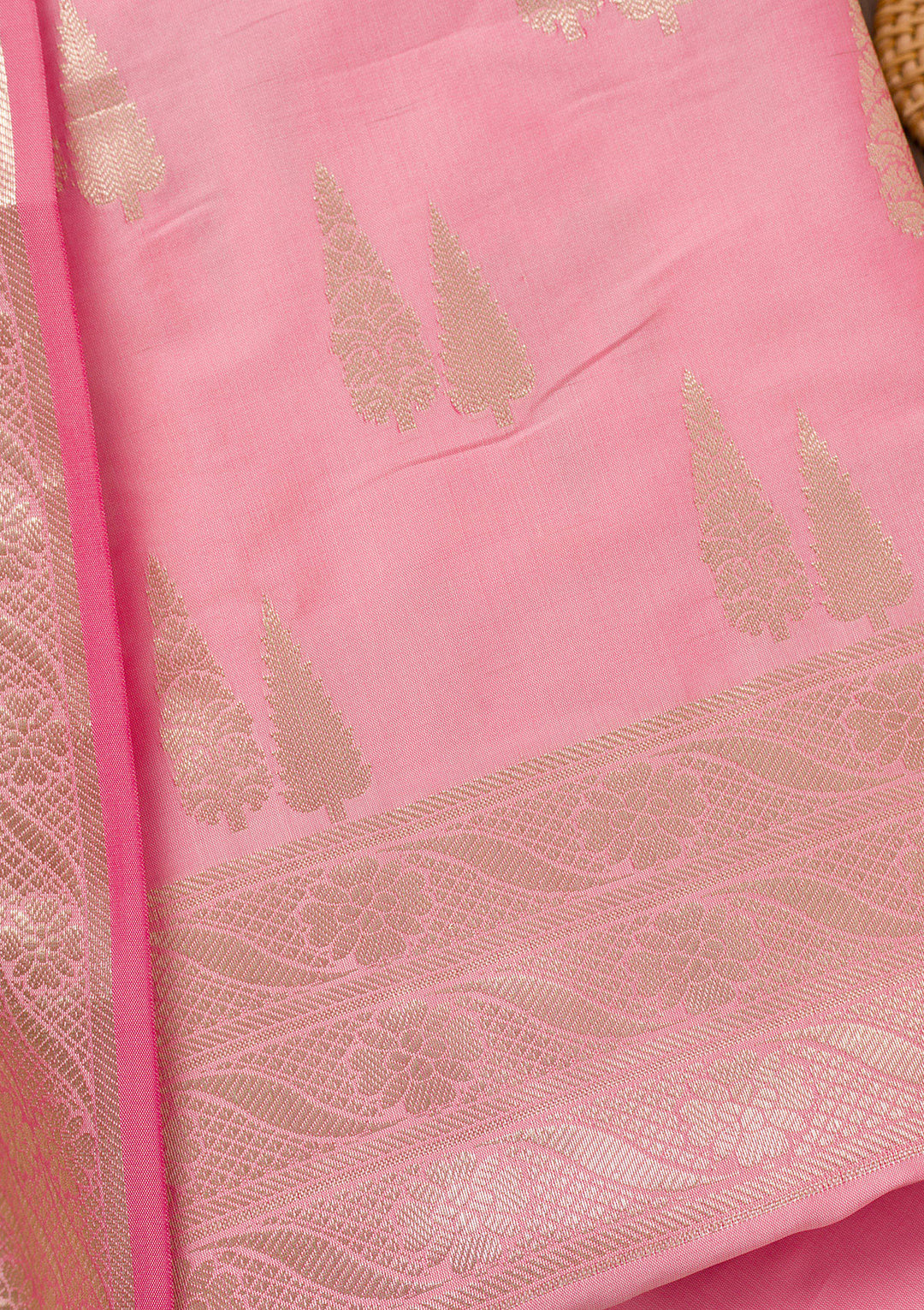 Baby Pink Zariwork Banarasi Unstitched Salwar Suit