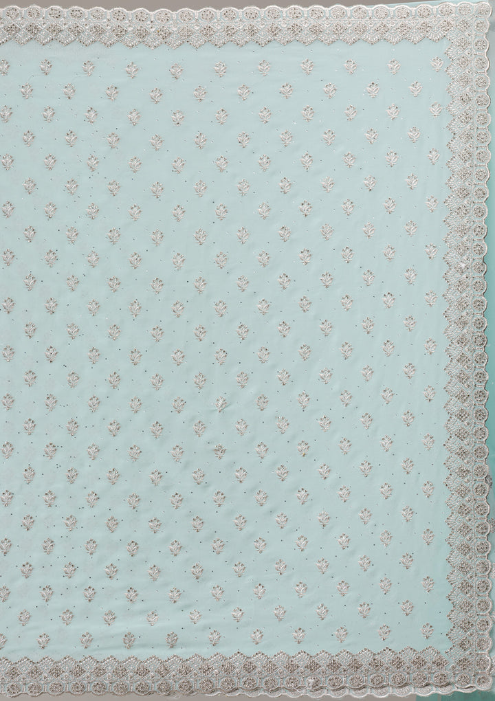 Sky Blue Stonework Georgette Saree