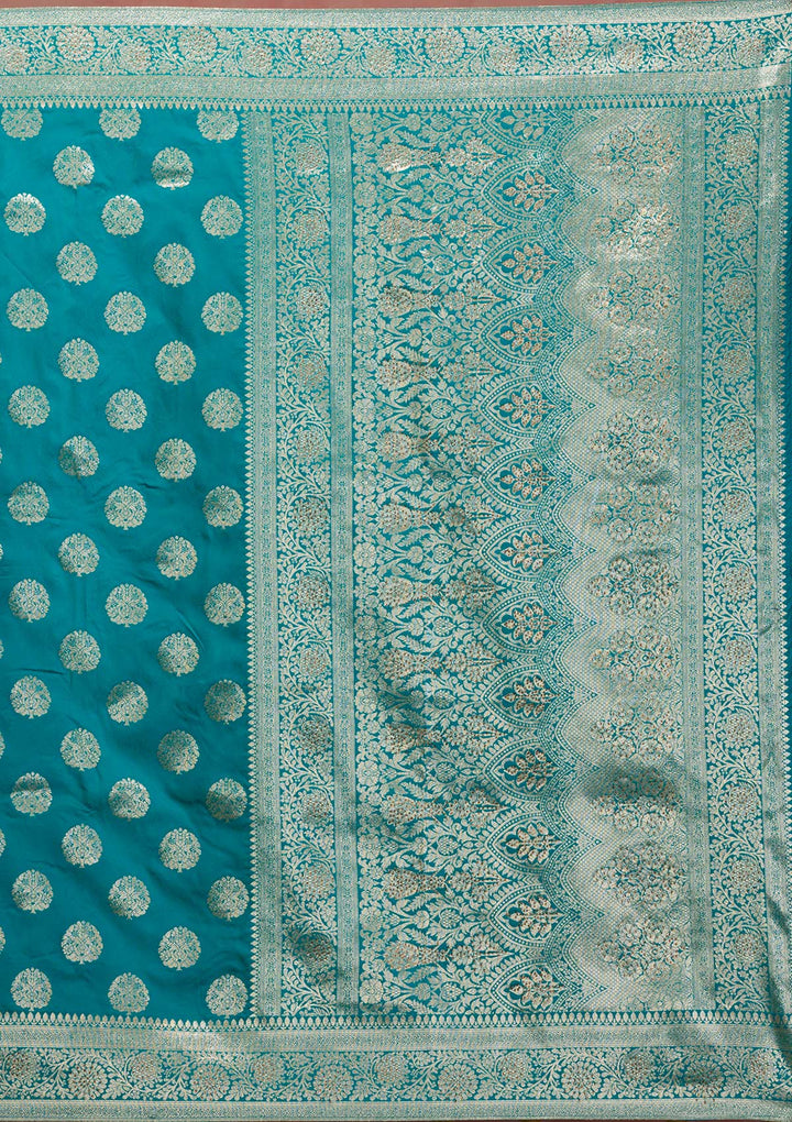 Turquoise Blue Swarovski Art Silk Saree