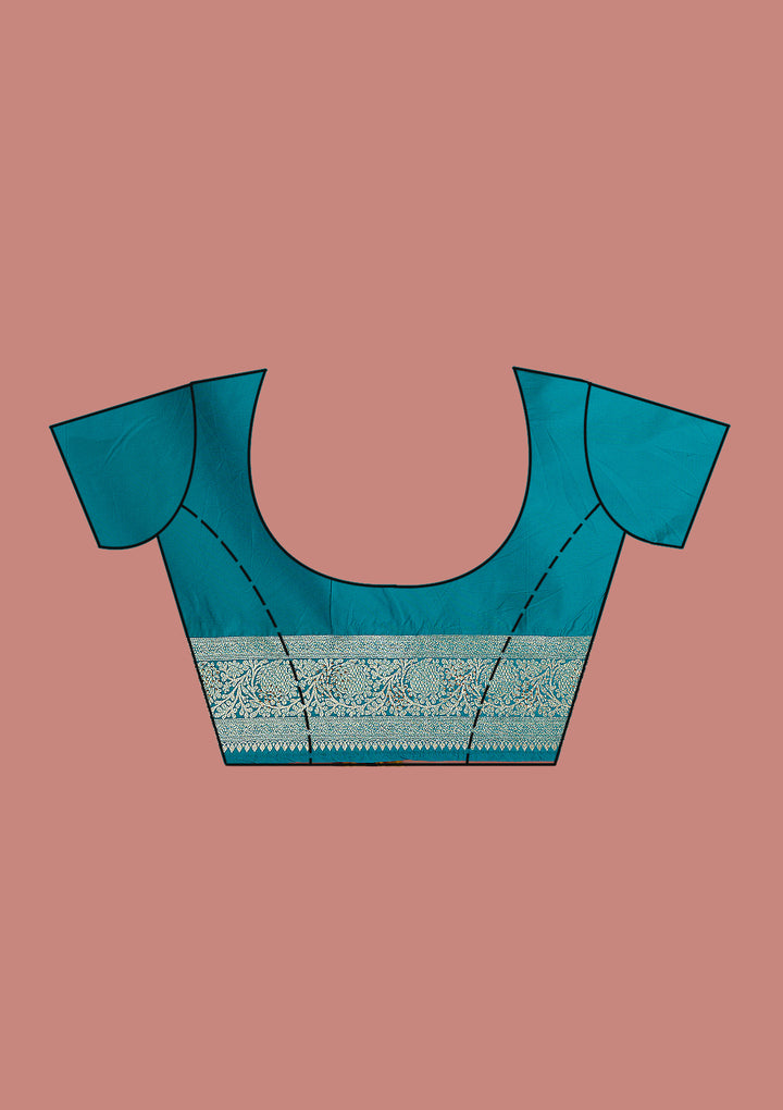 Turquoise Blue Swarovski Art Silk Saree