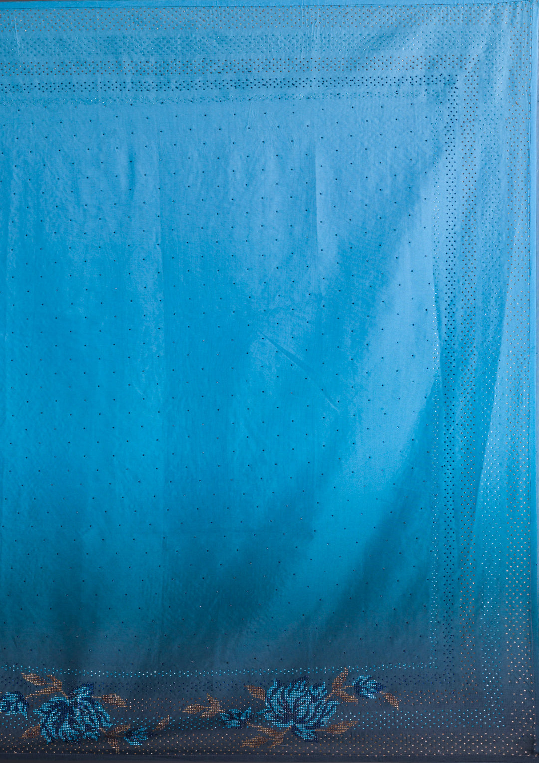 Turquoise Blue Swarovski Satin Saree
