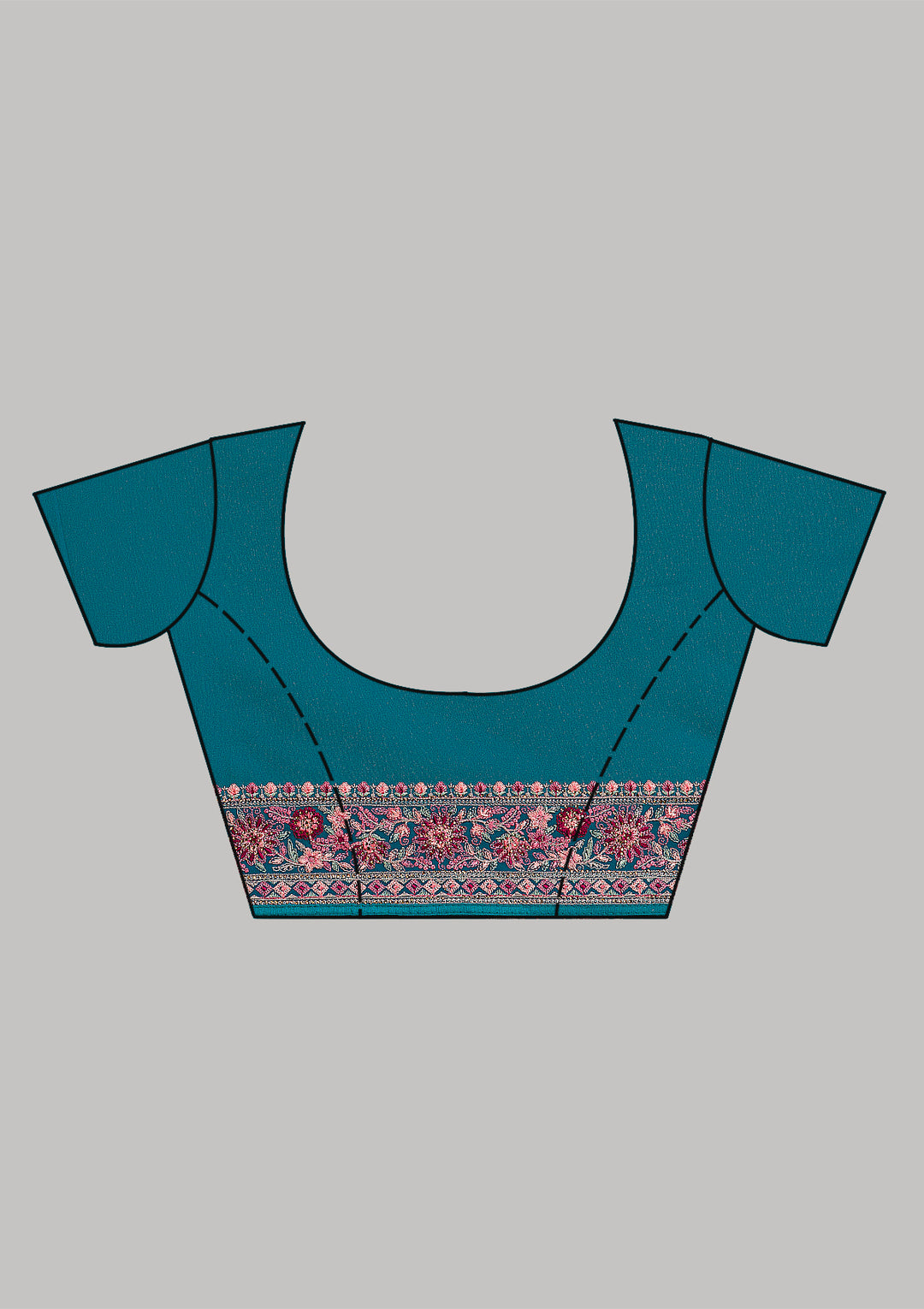 Turquoise Blue Threadwork Georgette Saree