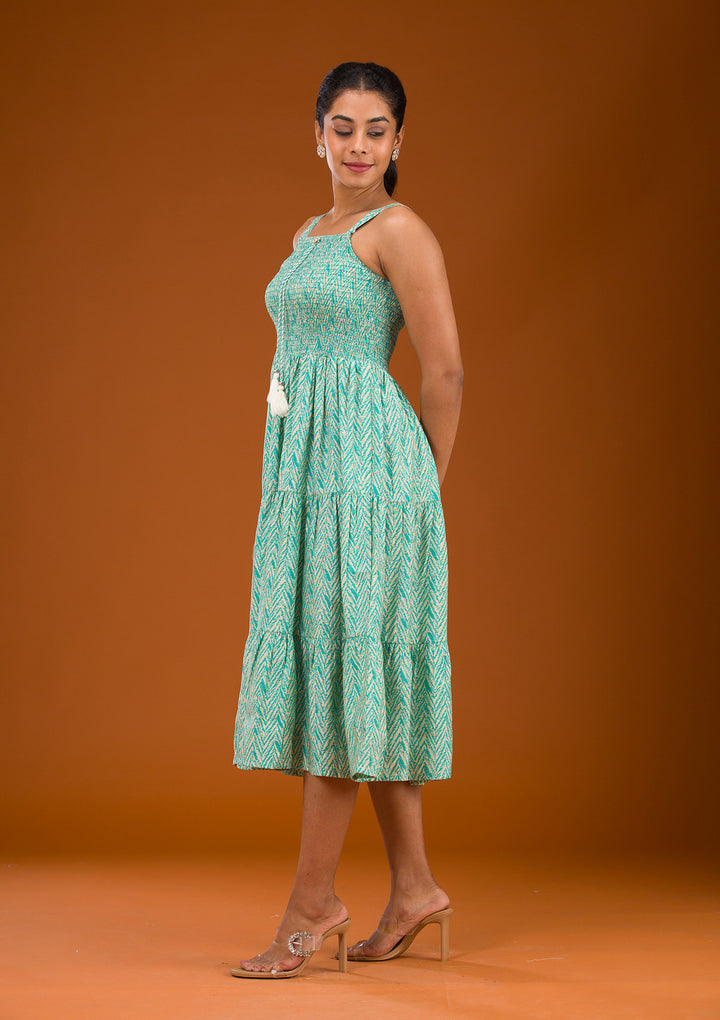 Turquoise Blue Threadwork Semi Crepe Readymade Salwar Suit