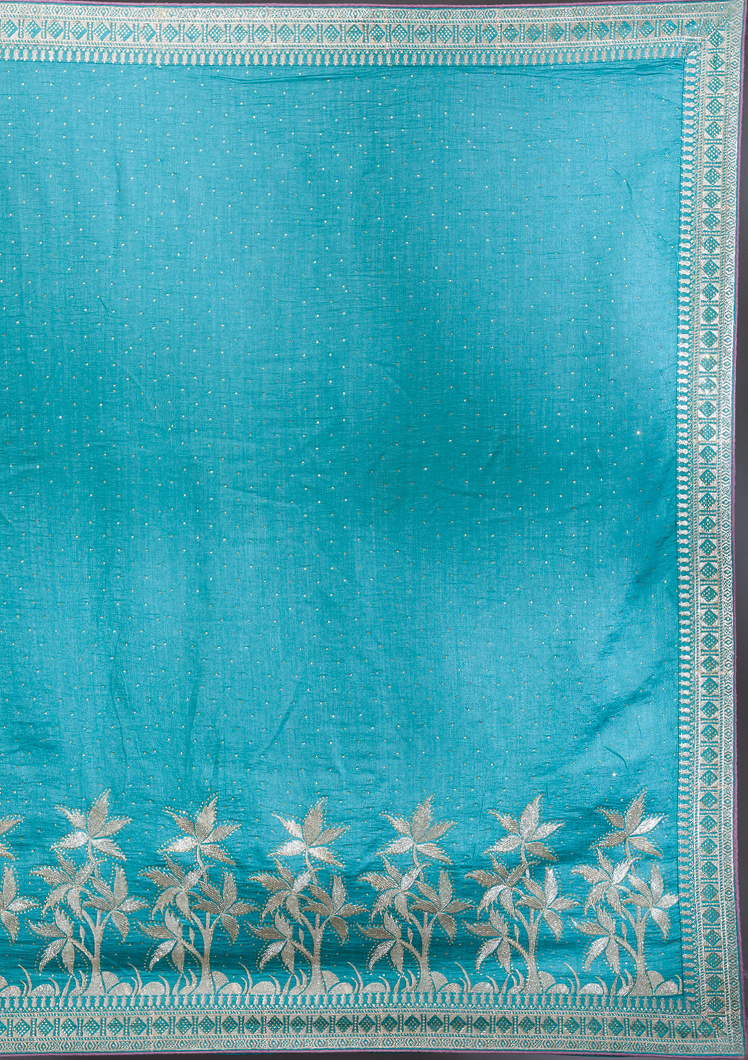 Turquoise Blue Zariwork Art Silk Saree