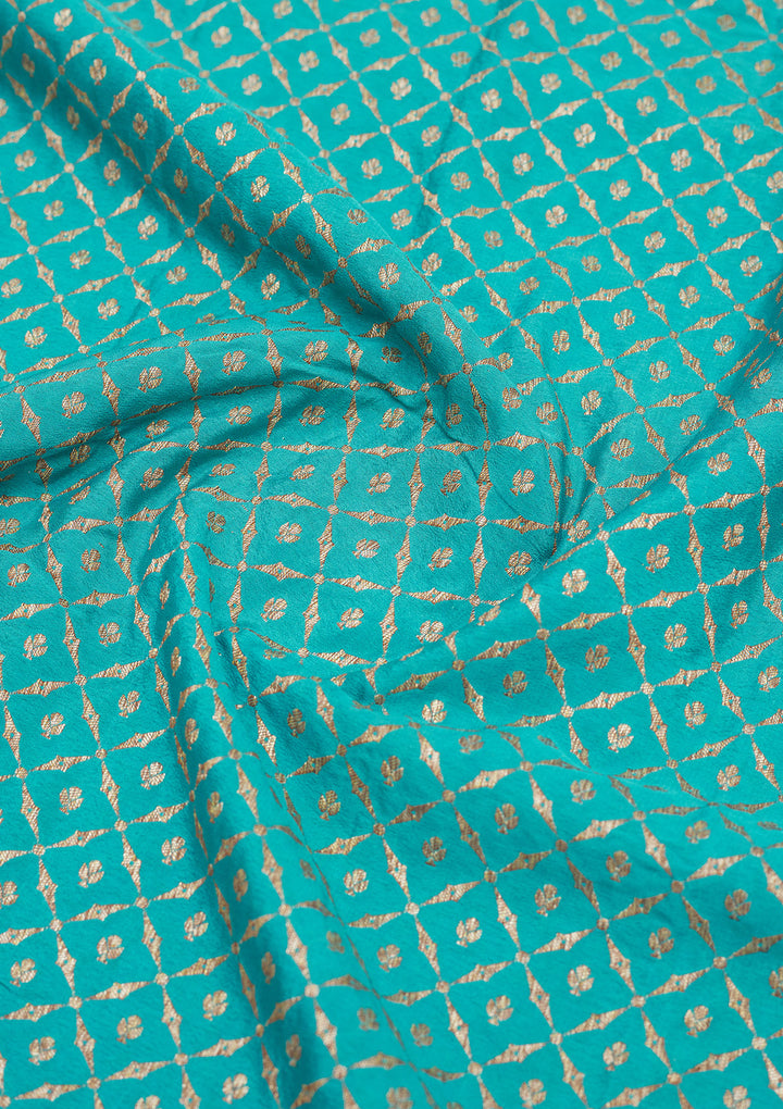 Turquoise Blue Zariwork Art Silk Saree