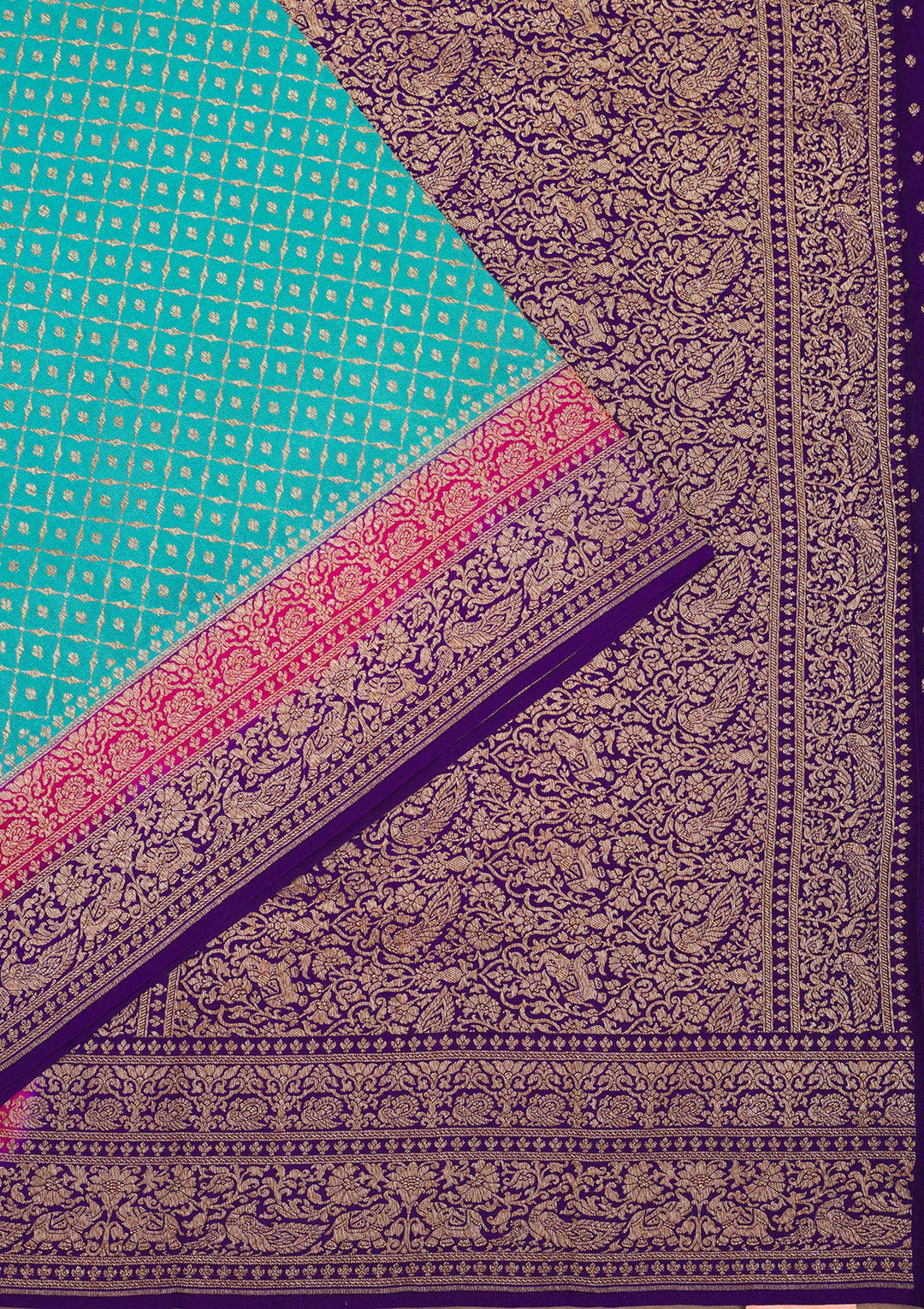 Turquoise Blue Zariwork Art Silk Saree