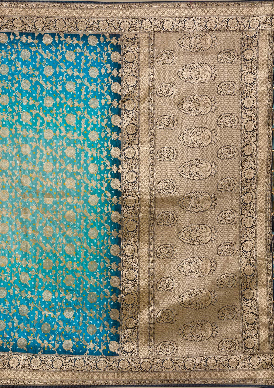 Turquoise Blue Zariwork Georgette Saree