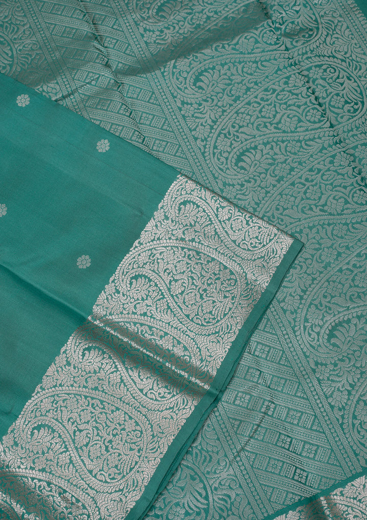 Turquoise Blue Zariwork Banarasi Pure Silk Saree