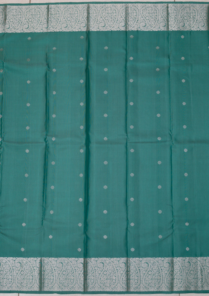 Turquoise Blue Zariwork Banarasi Pure Silk Saree