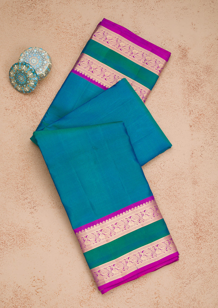 Turquoise Blue Zariwork Pure Silk Saree