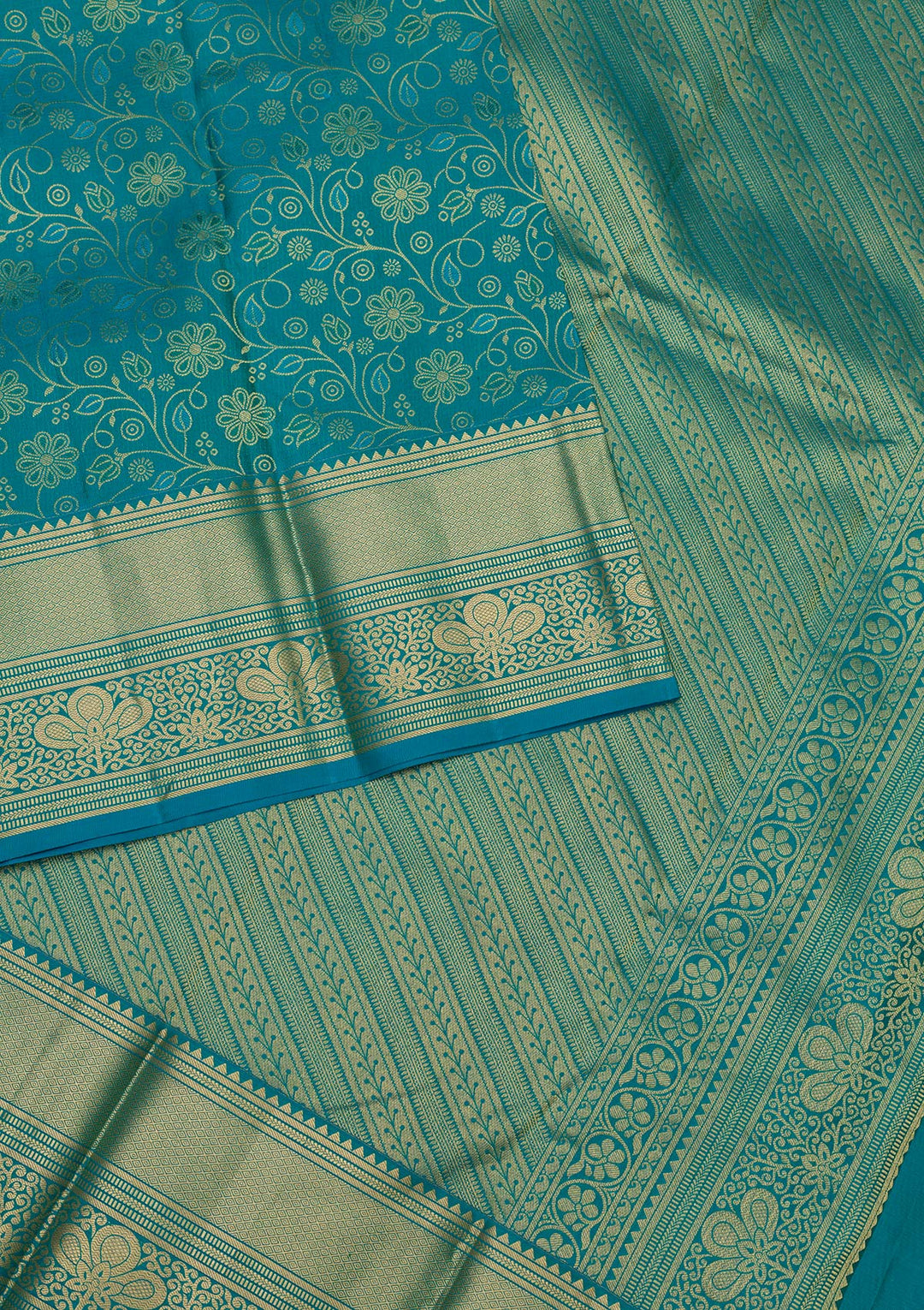 Turquoise Blue Zariwork Pure Silk Saree