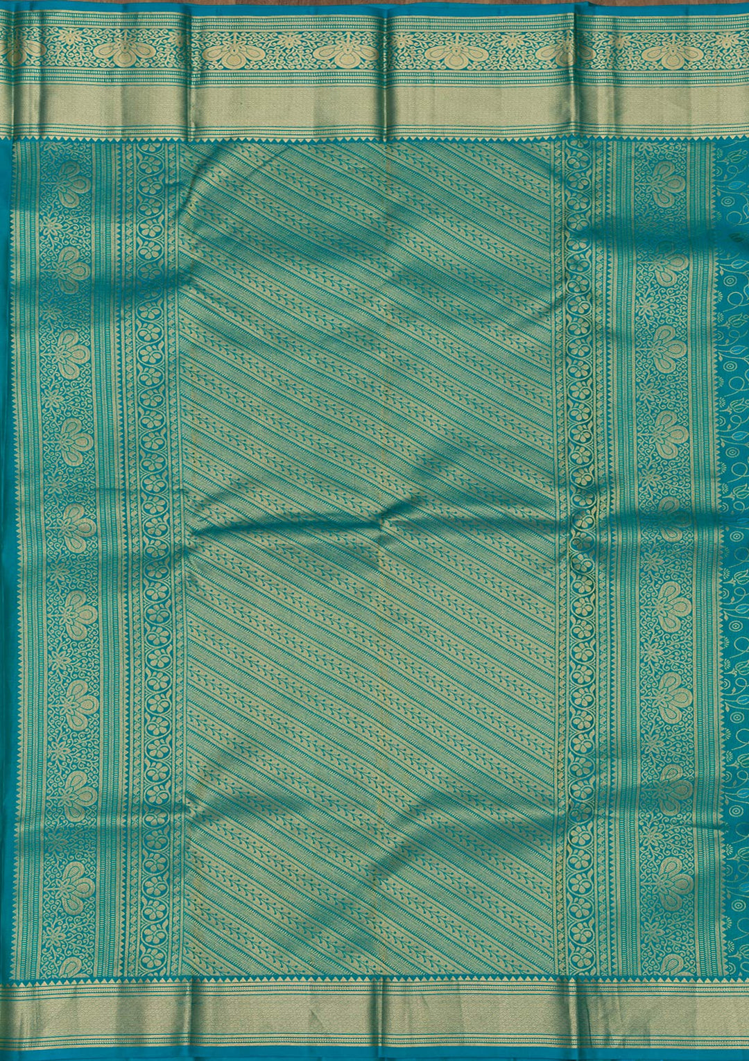 Turquoise Blue Zariwork Pure Silk Saree
