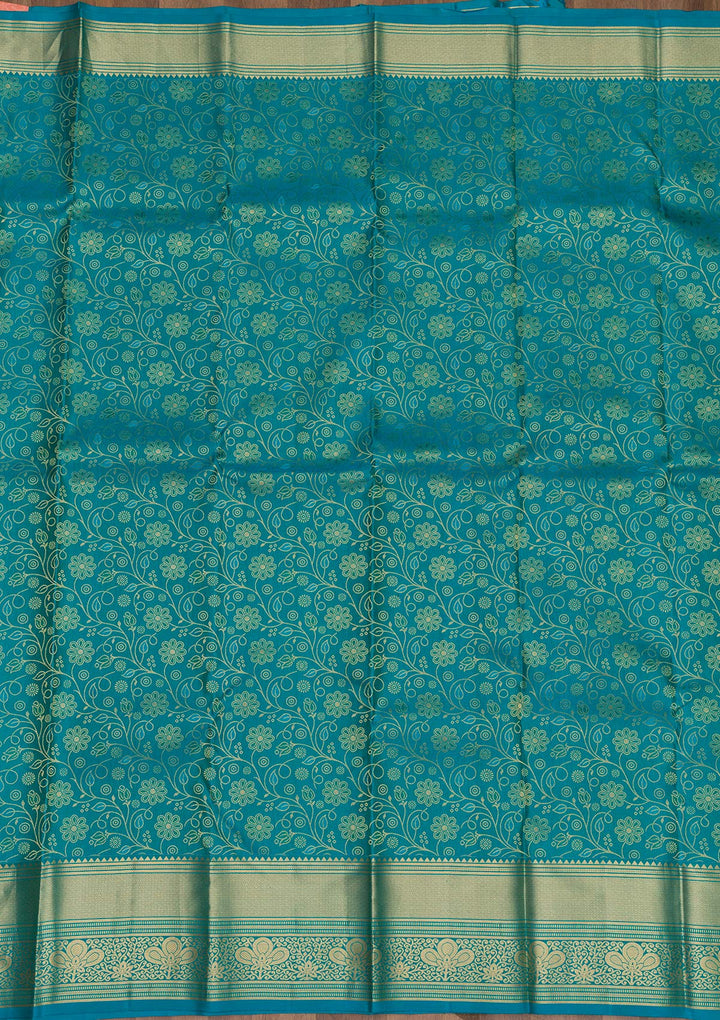Turquoise Blue Zariwork Pure Silk Saree