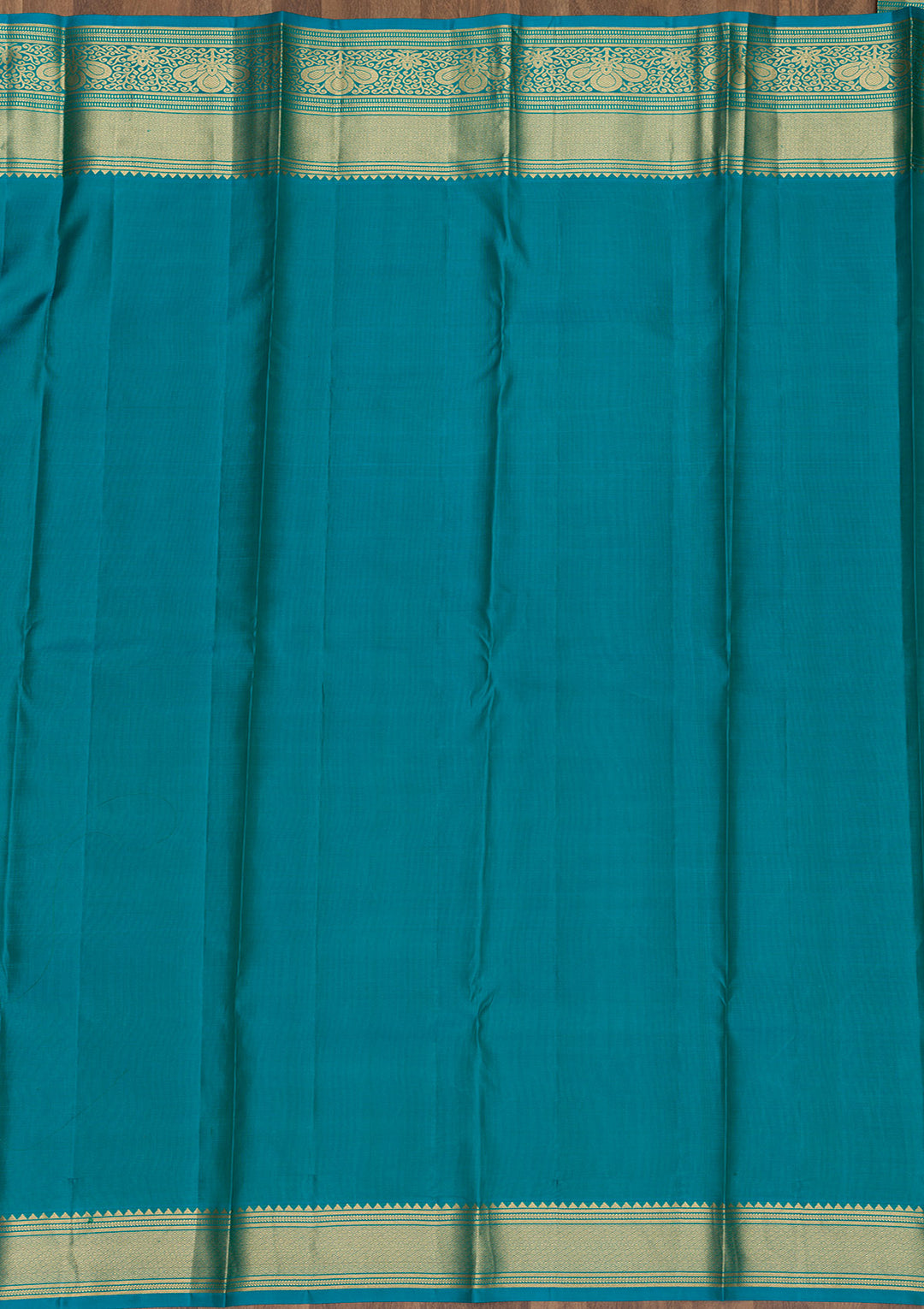 Turquoise Blue Zariwork Pure Silk Saree