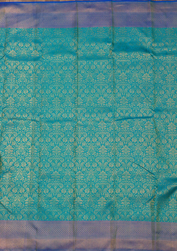 Turquoise Blue Zariwork Pure Silk Saree
