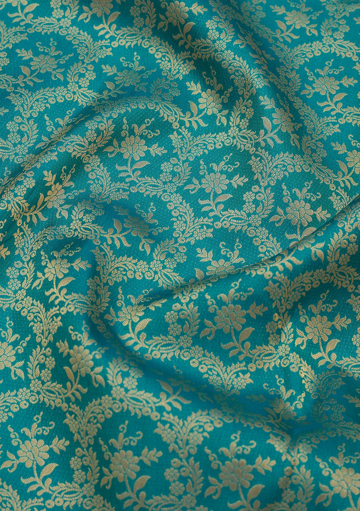 Turquoise Blue Zariwork Pure Silk Saree
