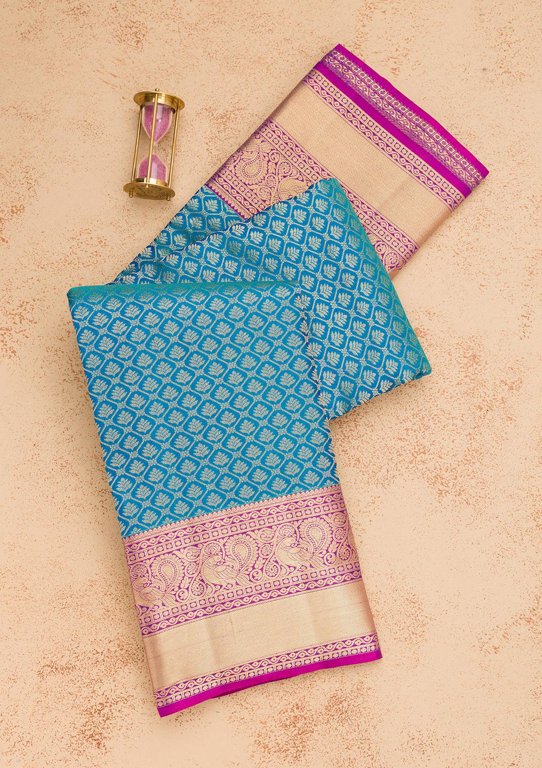 Turquoise Blue Zariwork Pure Silk Saree
