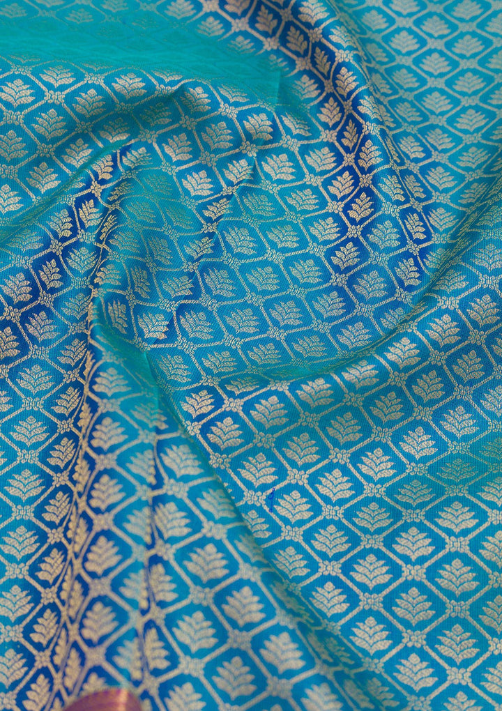 Turquoise Blue Zariwork Pure Silk Saree