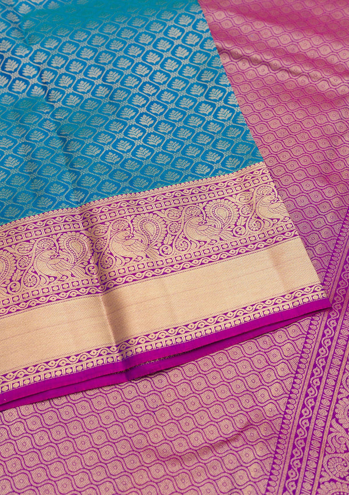 Turquoise Blue Zariwork Pure Silk Saree