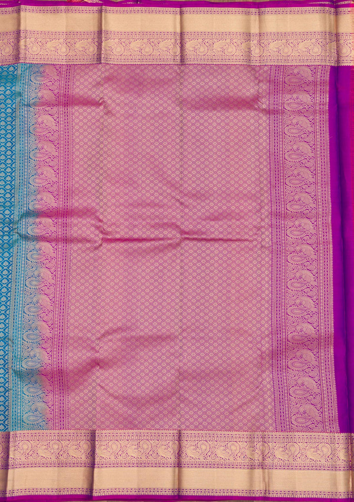 Turquoise Blue Zariwork Pure Silk Saree