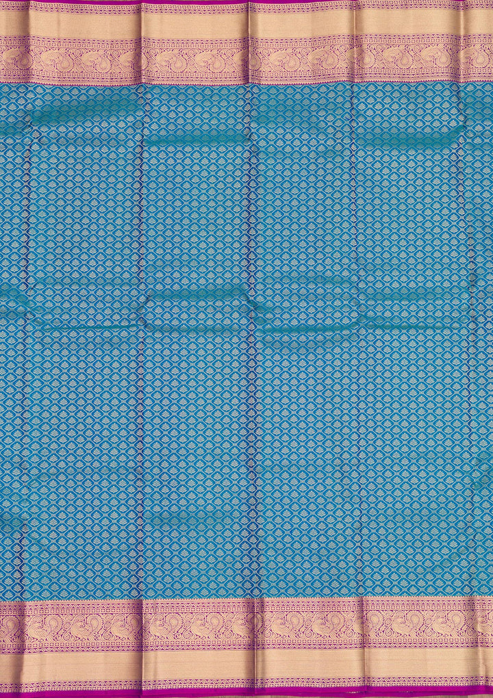 Turquoise Blue Zariwork Pure Silk Saree