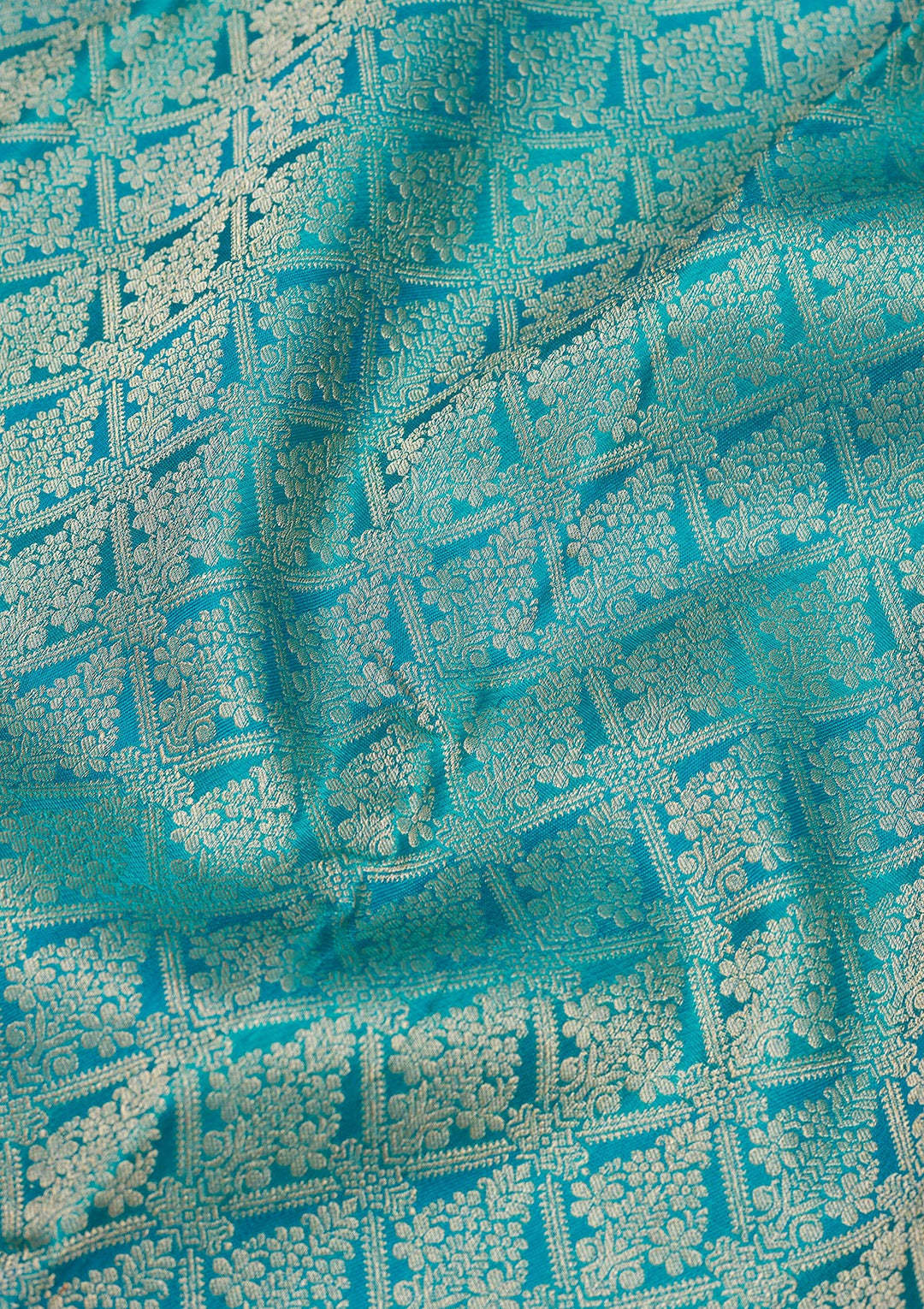 Turquoise Blue Zariwork Pure Silk Saree