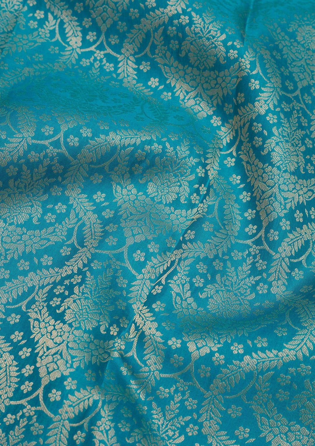 Turquoise Blue Zariwork Pure Silk Saree