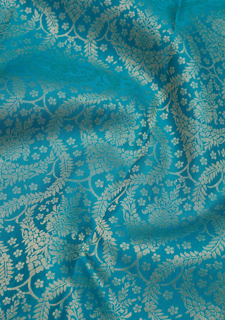 Turquoise Blue Zariwork Pure Silk Saree