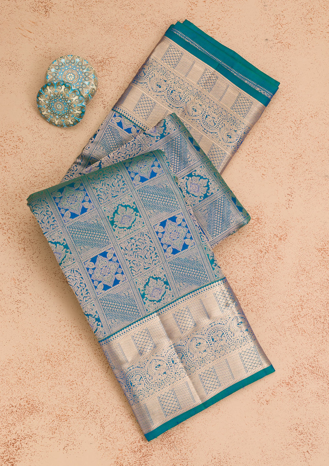 Turquoise Blue Zariwork Pure Silk Saree