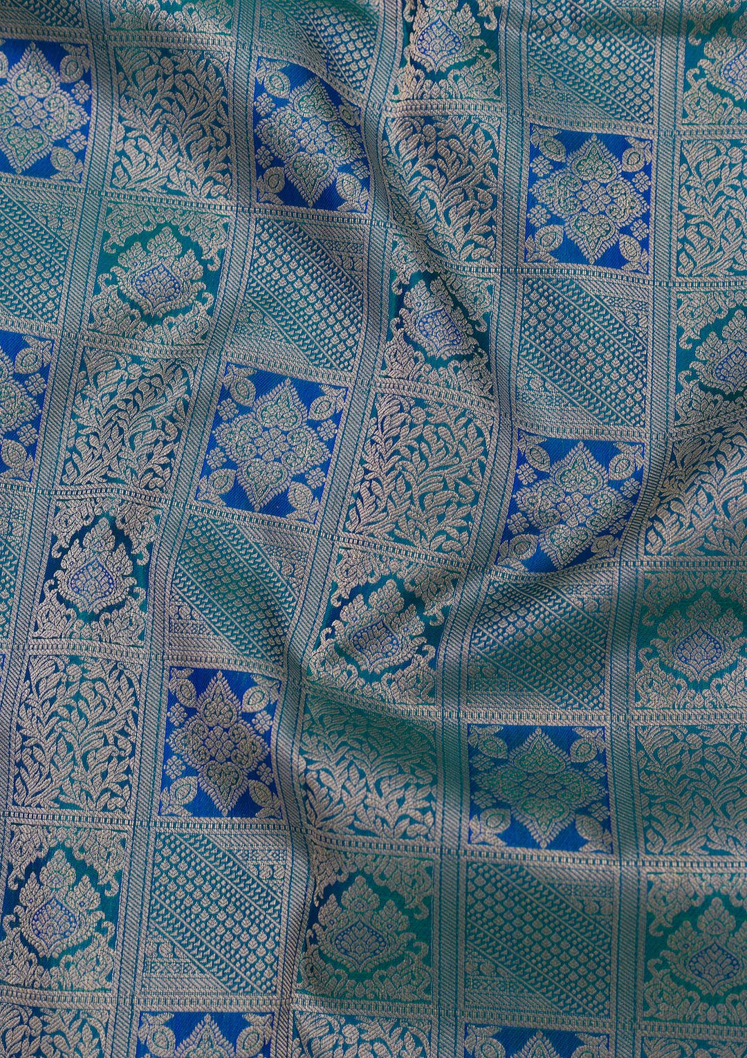 Turquoise Blue Zariwork Pure Silk Saree