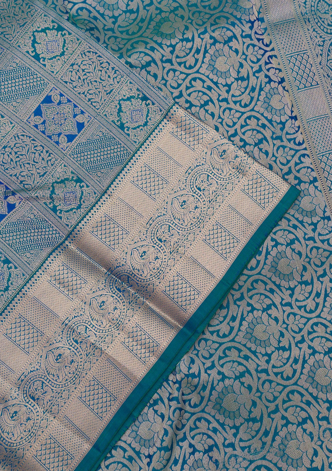 Turquoise Blue Zariwork Pure Silk Saree