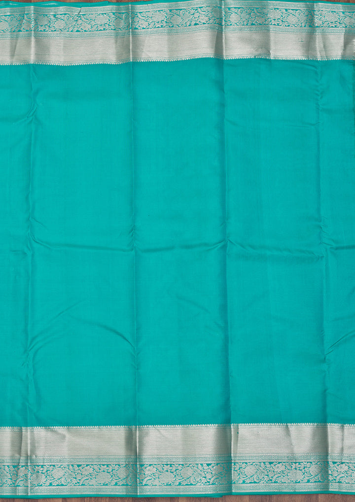 Turquoise Blue Zariwork Pure Silk Saree