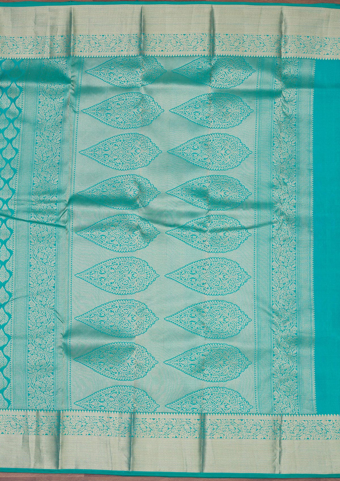 Turquoise Blue Zariwork Pure Silk Saree